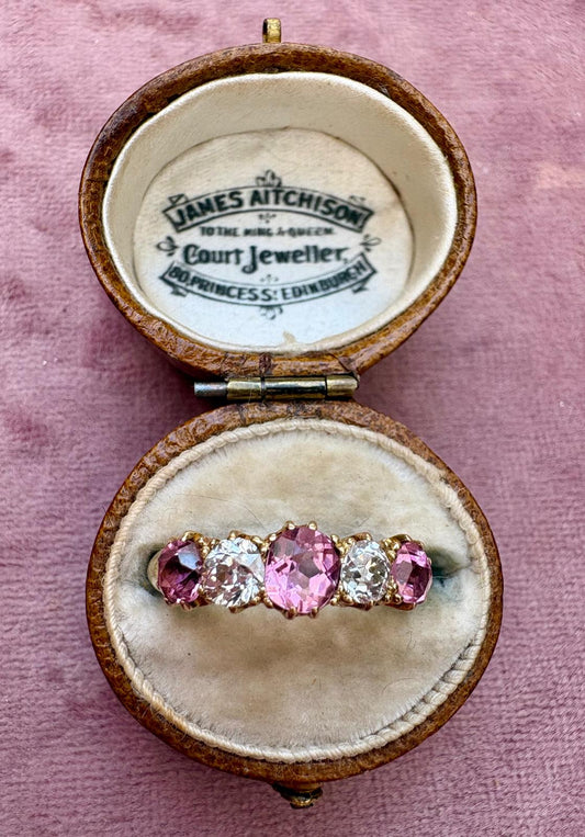 The Most Beautiful Early 20th Century 18ct Gold, Pink Tourmaline and Diamond Ring