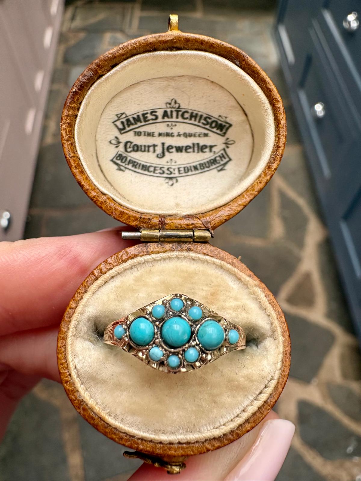 Adorable Victorian 9ct Gold and Turquoise Ring