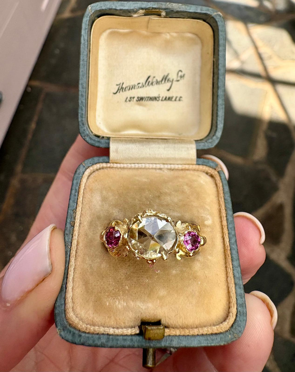 Incredible Mid Victorian 15ct Gold, Zircon and Pink Garnet Ring