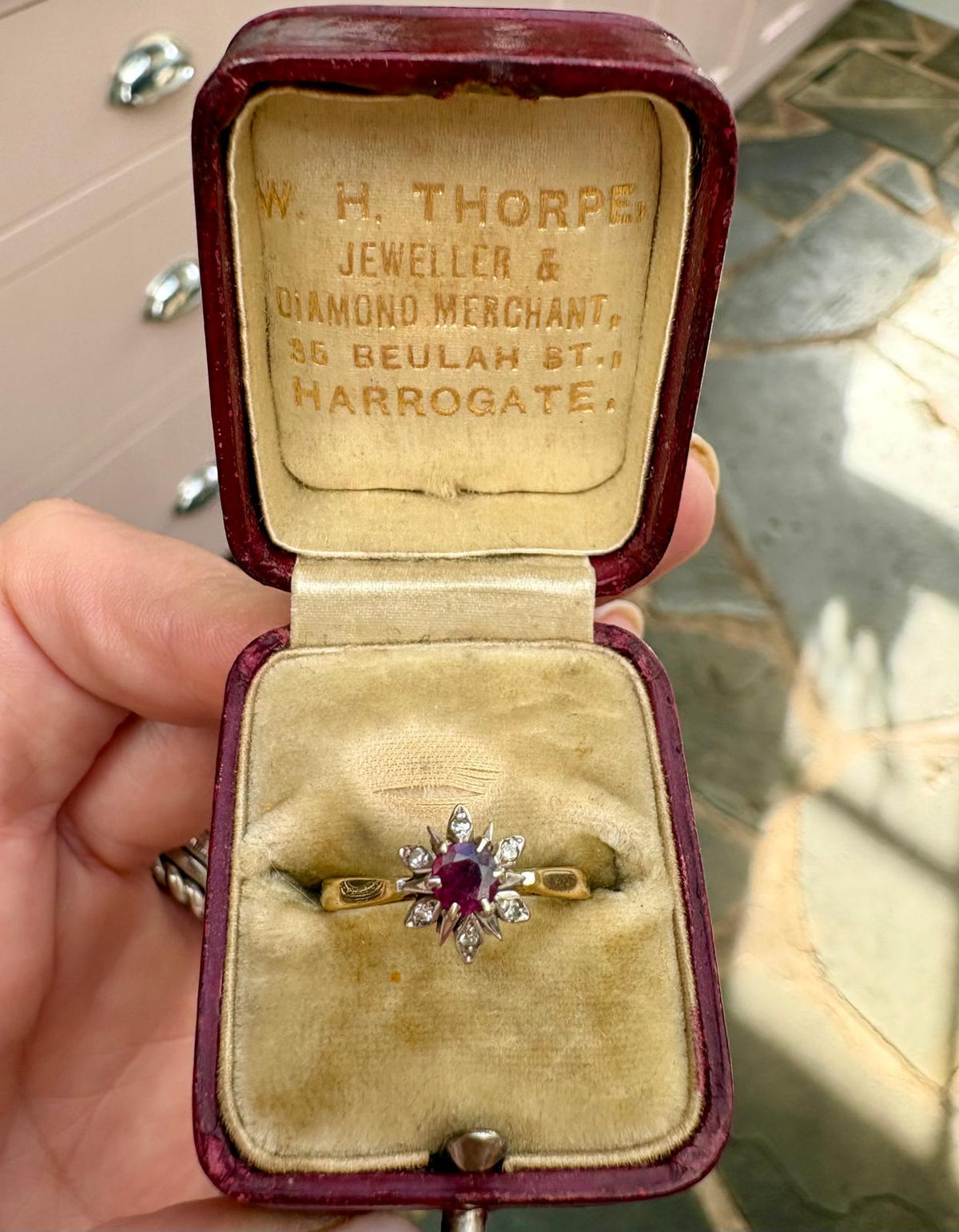 Sweet Vintage 18ct Gold, Ruby and Diamond Cluster Ring