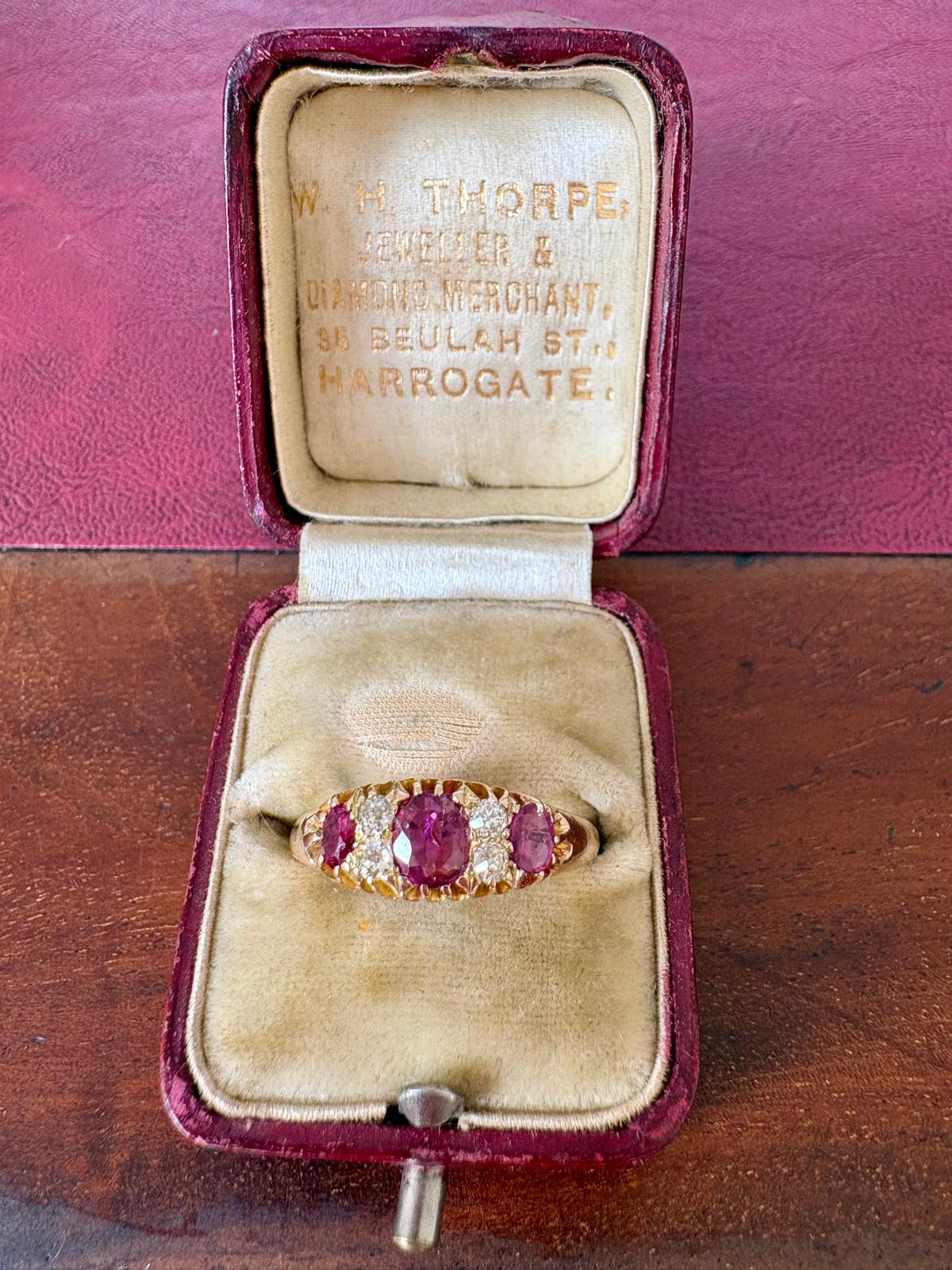 Wonderful Edwardian 18ct Gold, Ruby and Old-Cut Diamond Ring