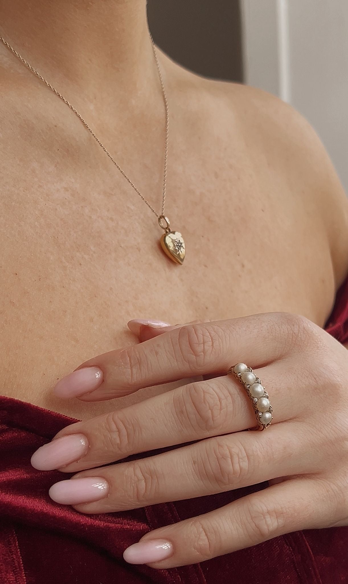 Lovely Victorian 15ct Gold Split Pearl and Diamond Heart Pendant