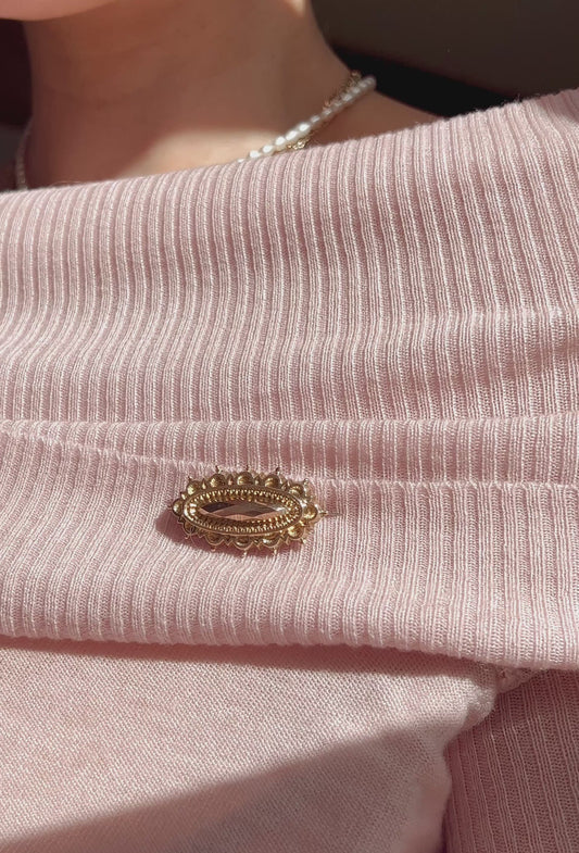 Beautiful 9ct Gold Mourning Brooch