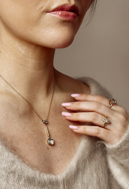 Beautiful Edwardian 9ct Gold and Aquamarine Necklace