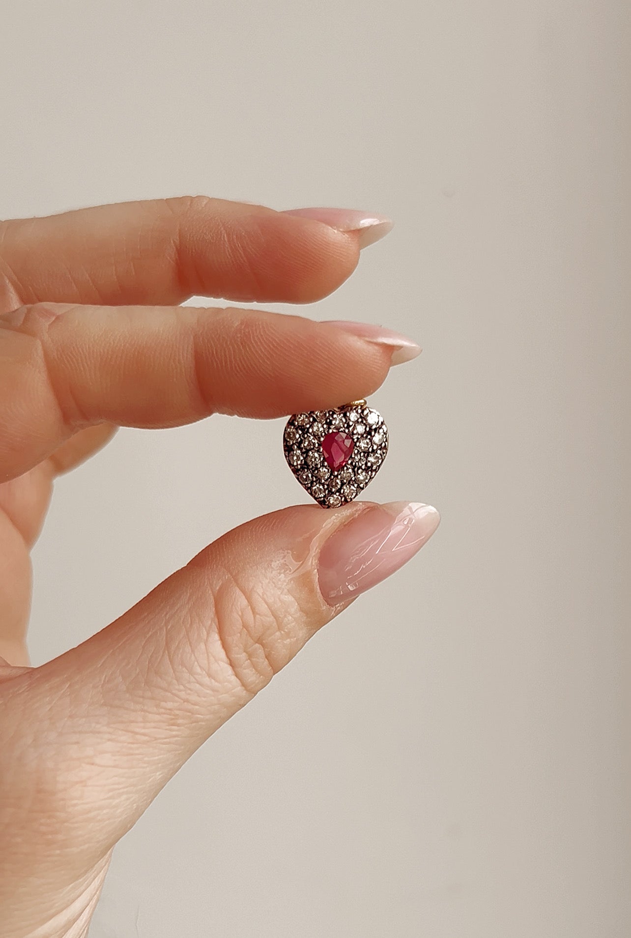 Beautiful Modern Diamond and Ruby Heart Pendant