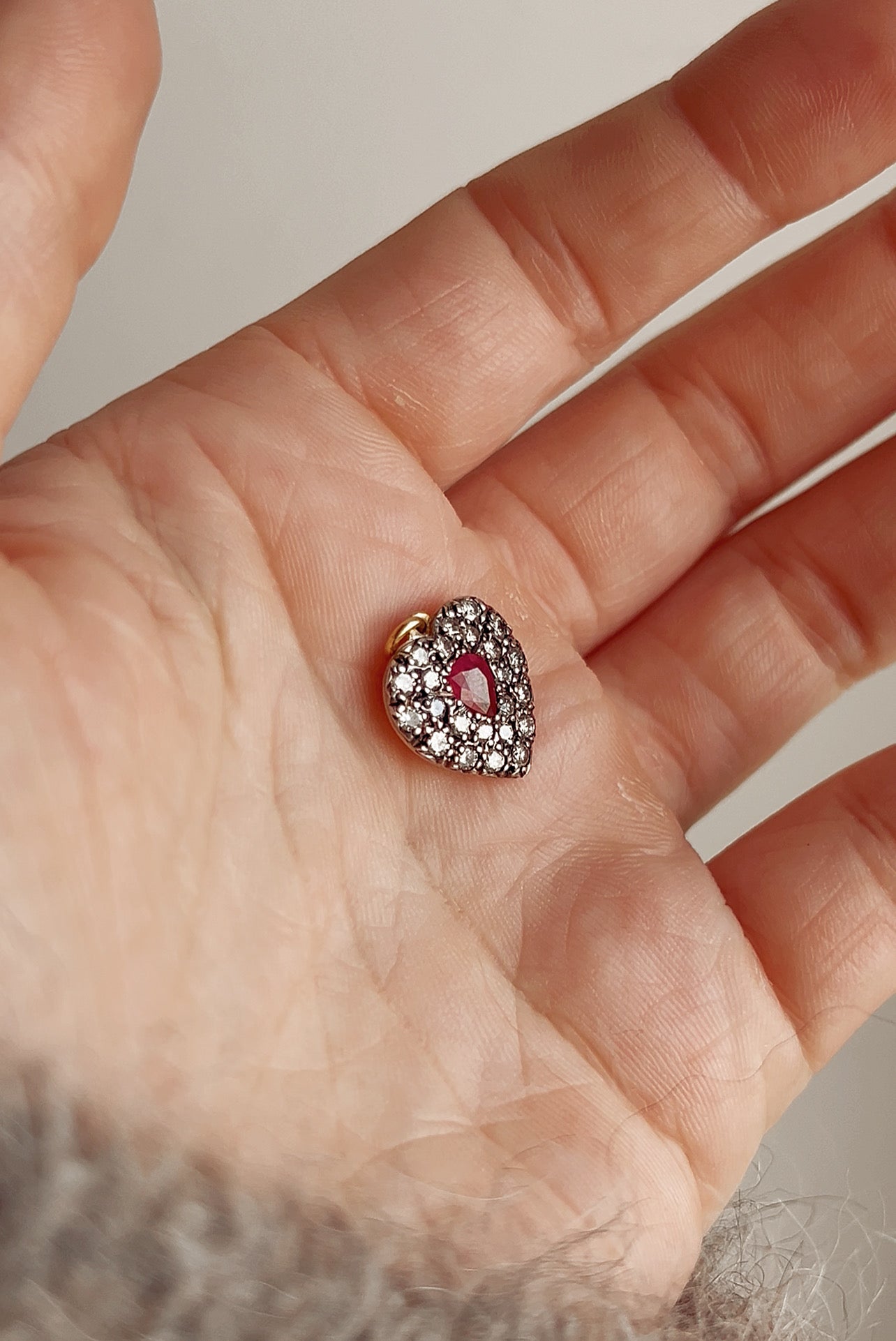 Beautiful Modern Diamond and Ruby Heart Pendant