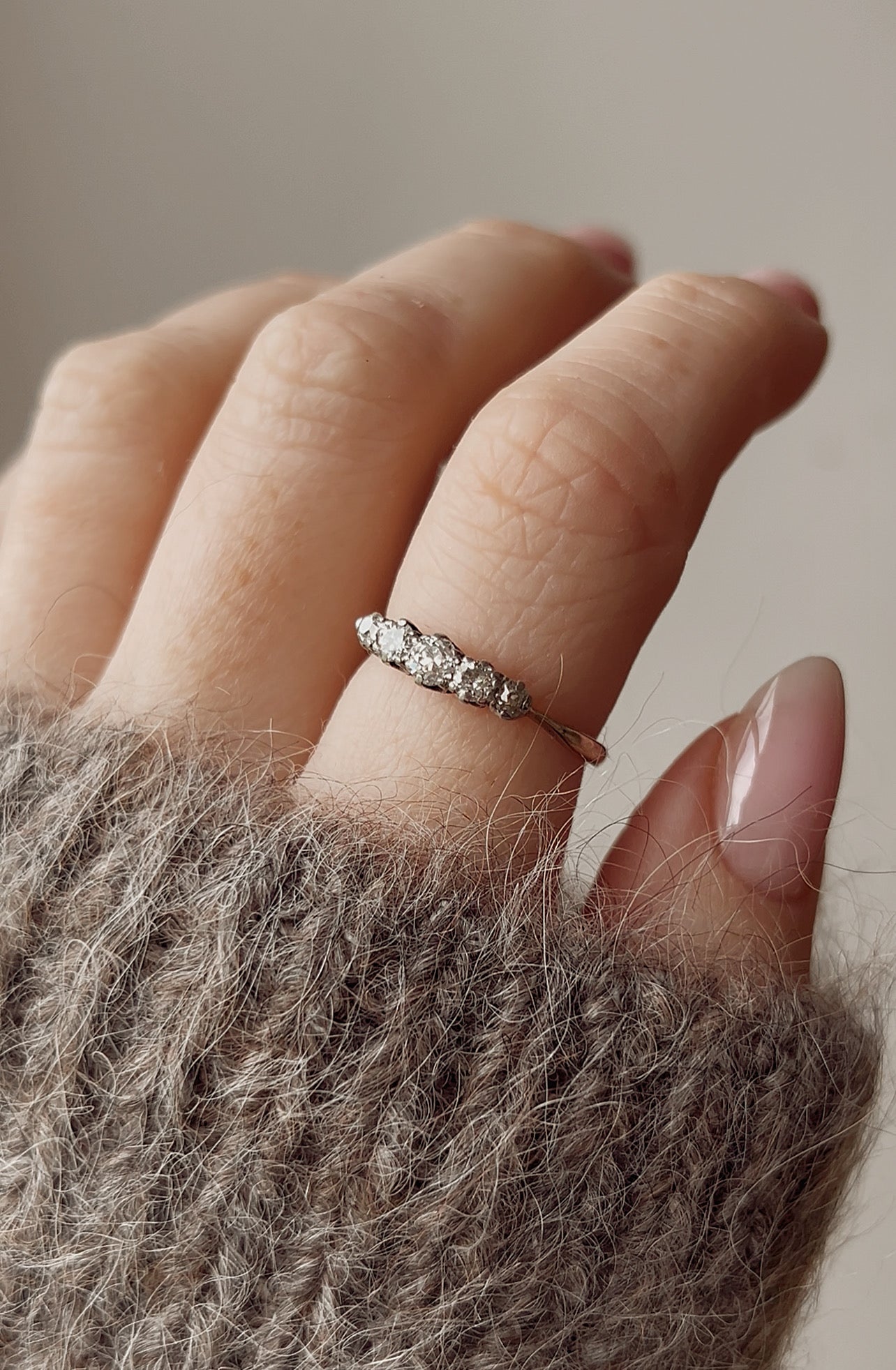 Gorgeous Early 20th Century 18ct Gold and Old-Cut Diamond Five Stone Ring