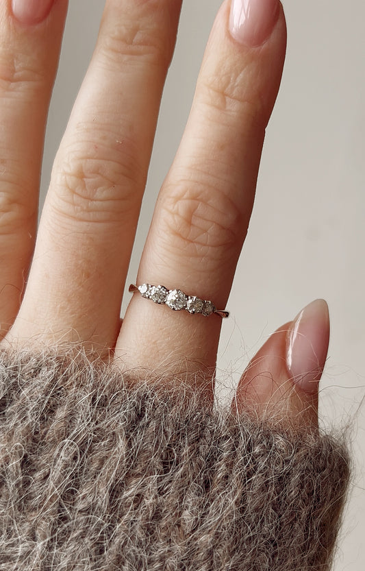 Gorgeous Early 20th Century 18ct Gold and Old-Cut Diamond Five Stone Ring