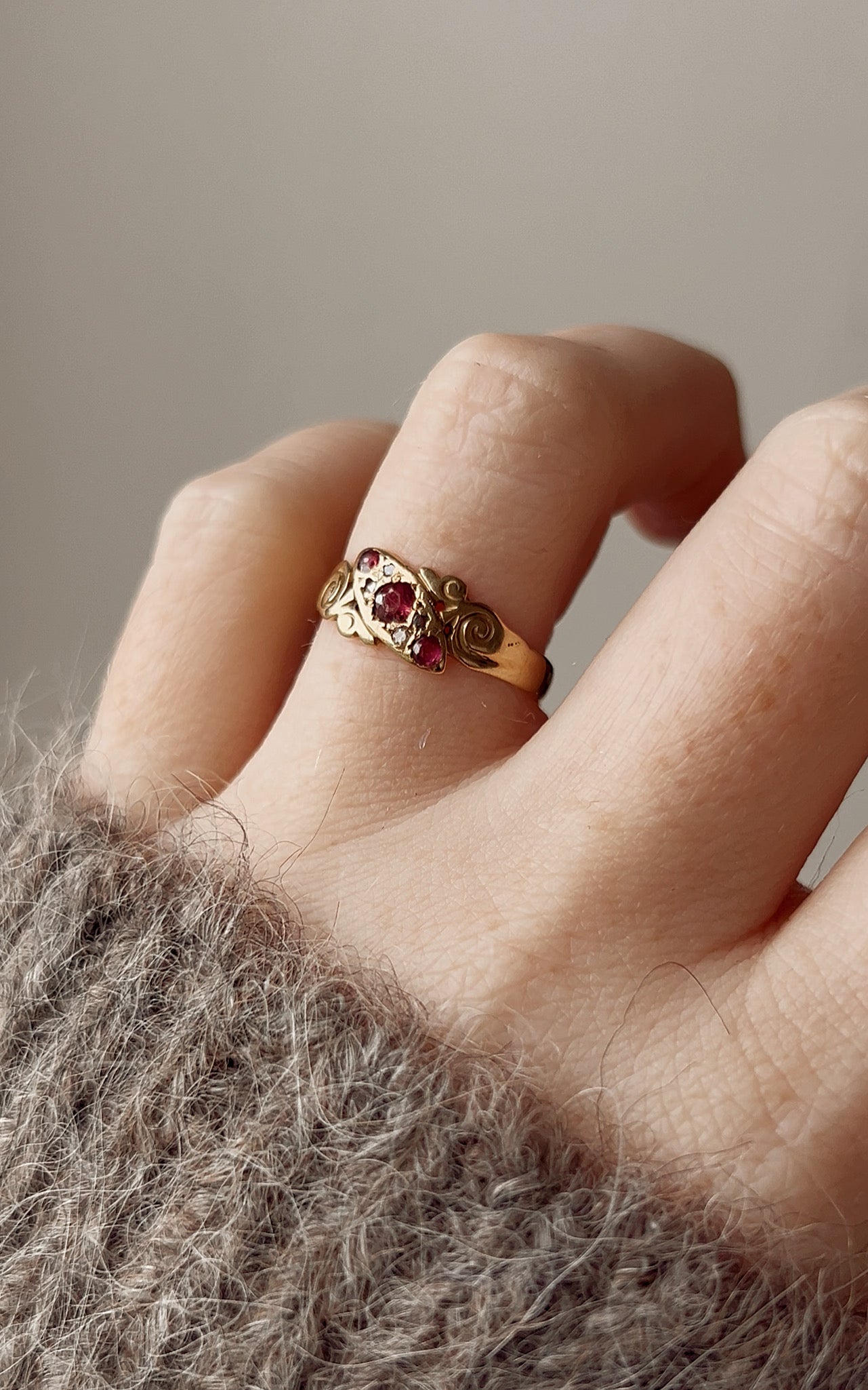 Pretty Early 20th Century 18ct Gold, Ruby and Diamond Ring