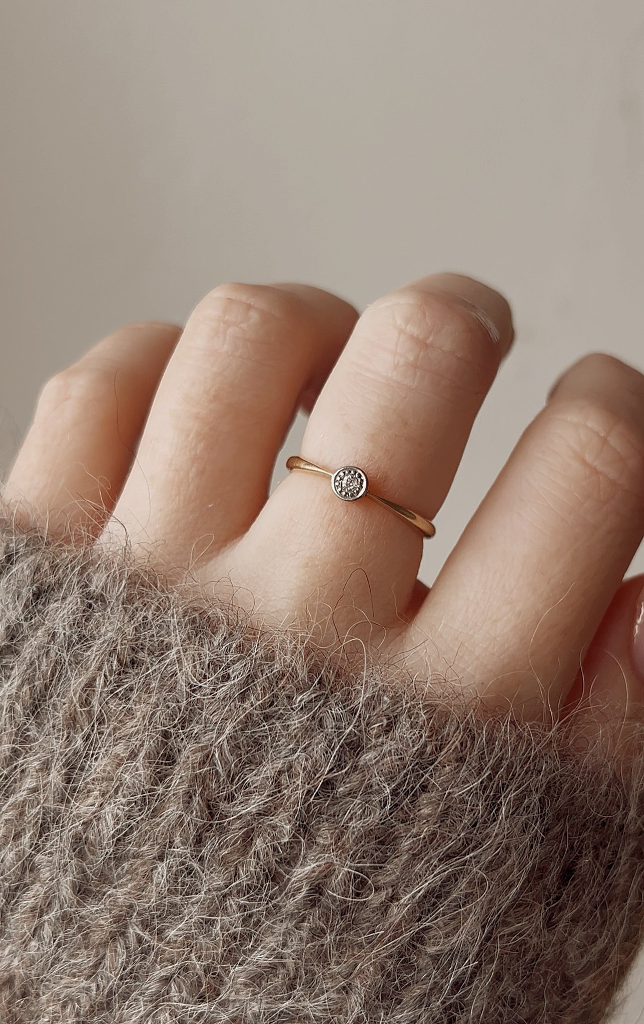 Adorable Antique 18ct Gold and Platinum Solitaire Diamond Ring