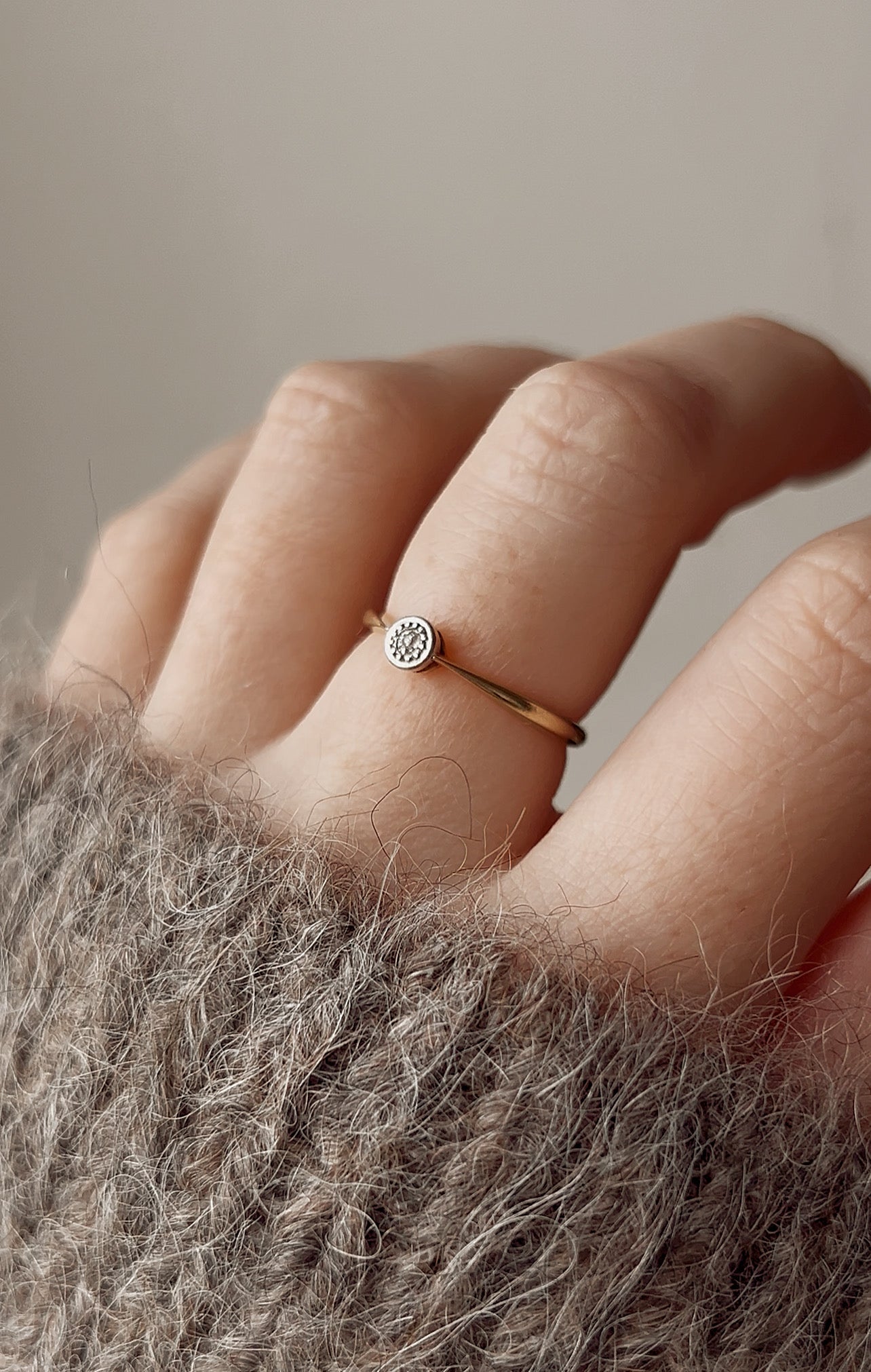 Adorable Antique 18ct Gold and Platinum Solitaire Diamond Ring