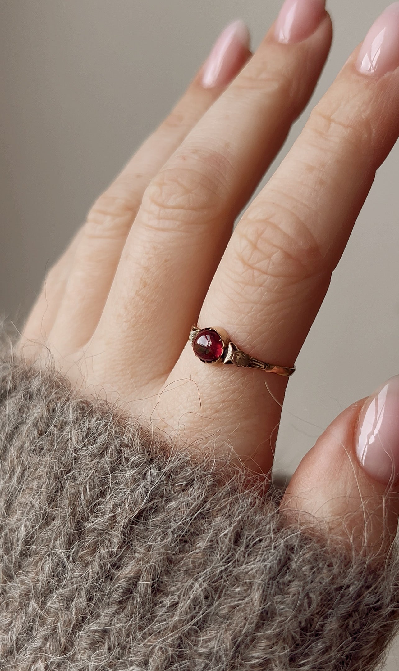 Sweet Mid Victorian 22 Carat Gold and Garnet Ring