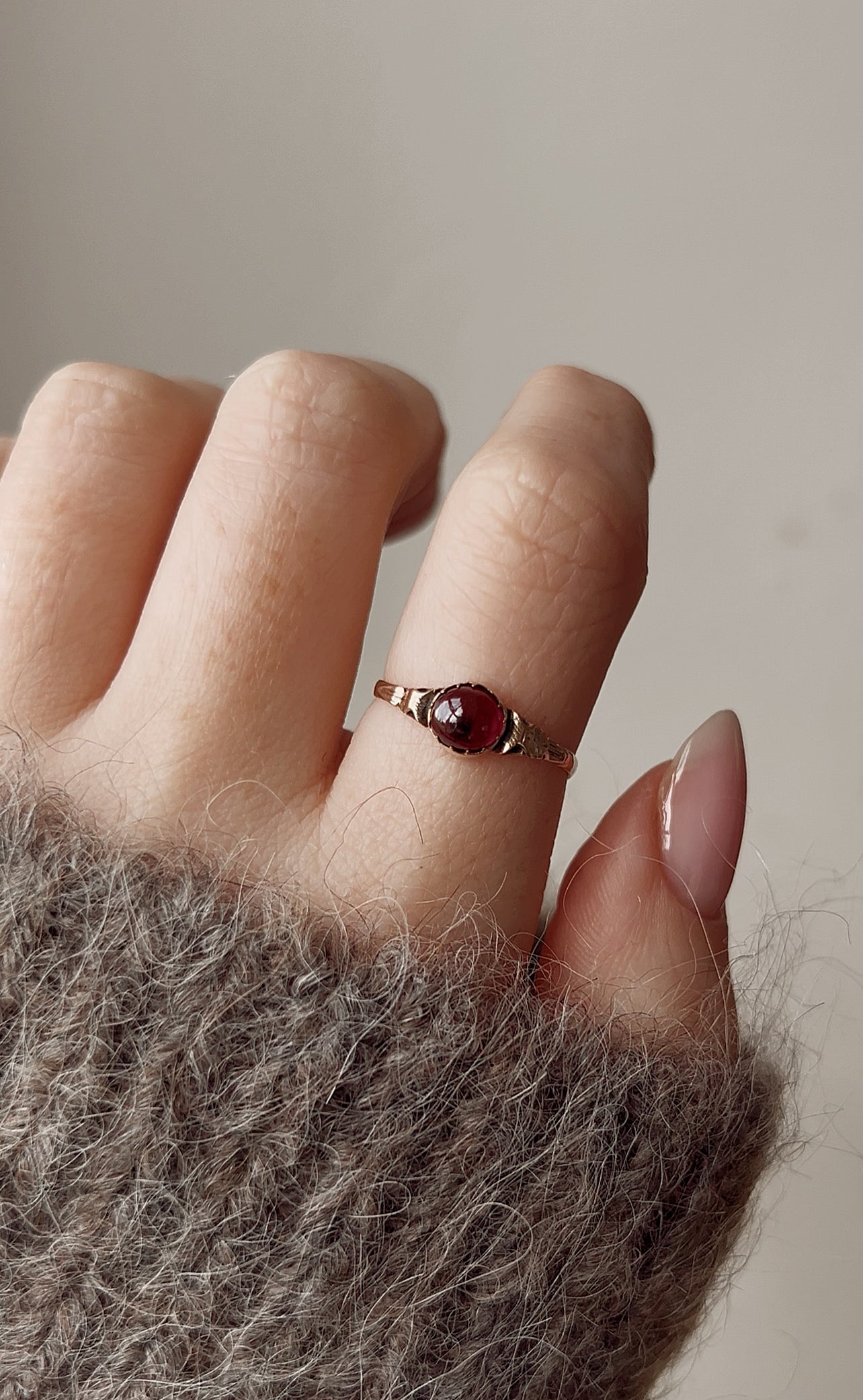 Sweet Mid Victorian 22 Carat Gold and Garnet Ring