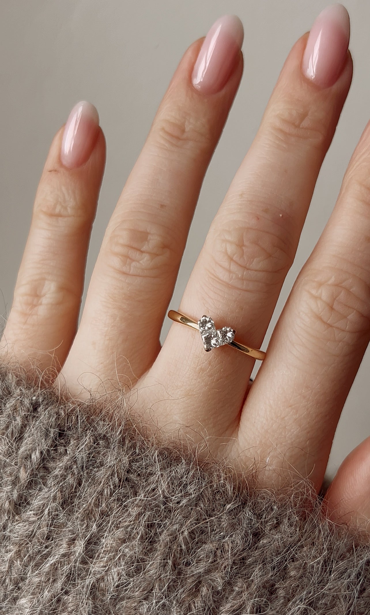 Wonderful Modern Gold and Diamond Heart Ring