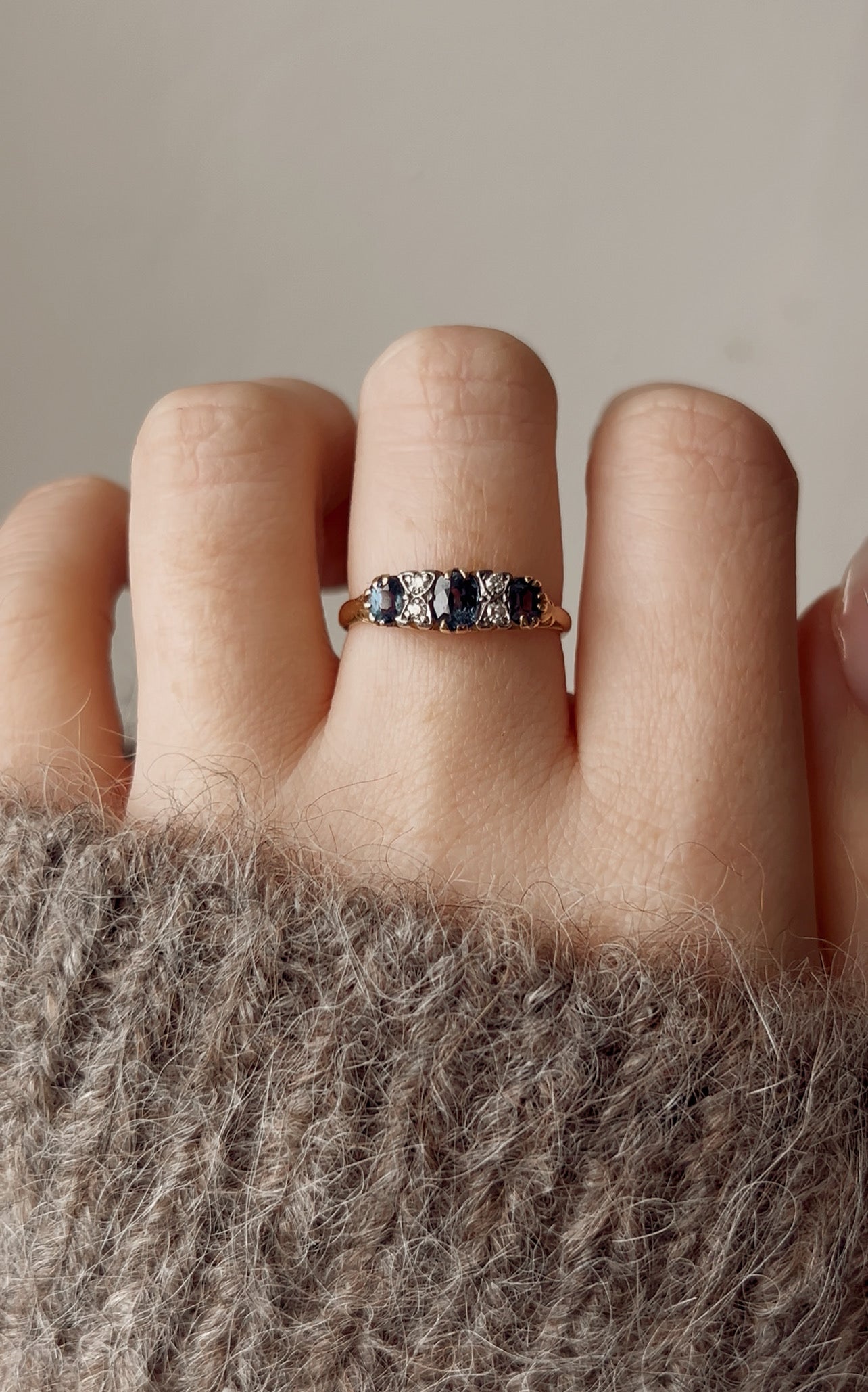 Lovely Early 20th Century 18ct Gold, Blue Sapphire and Diamond Ring