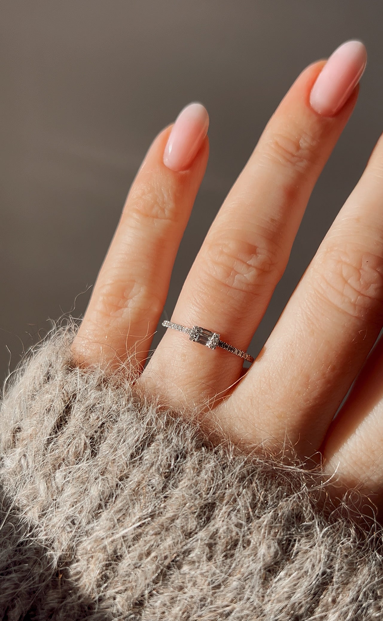 Delicate Modern Platinum and Diamond Dress Ring