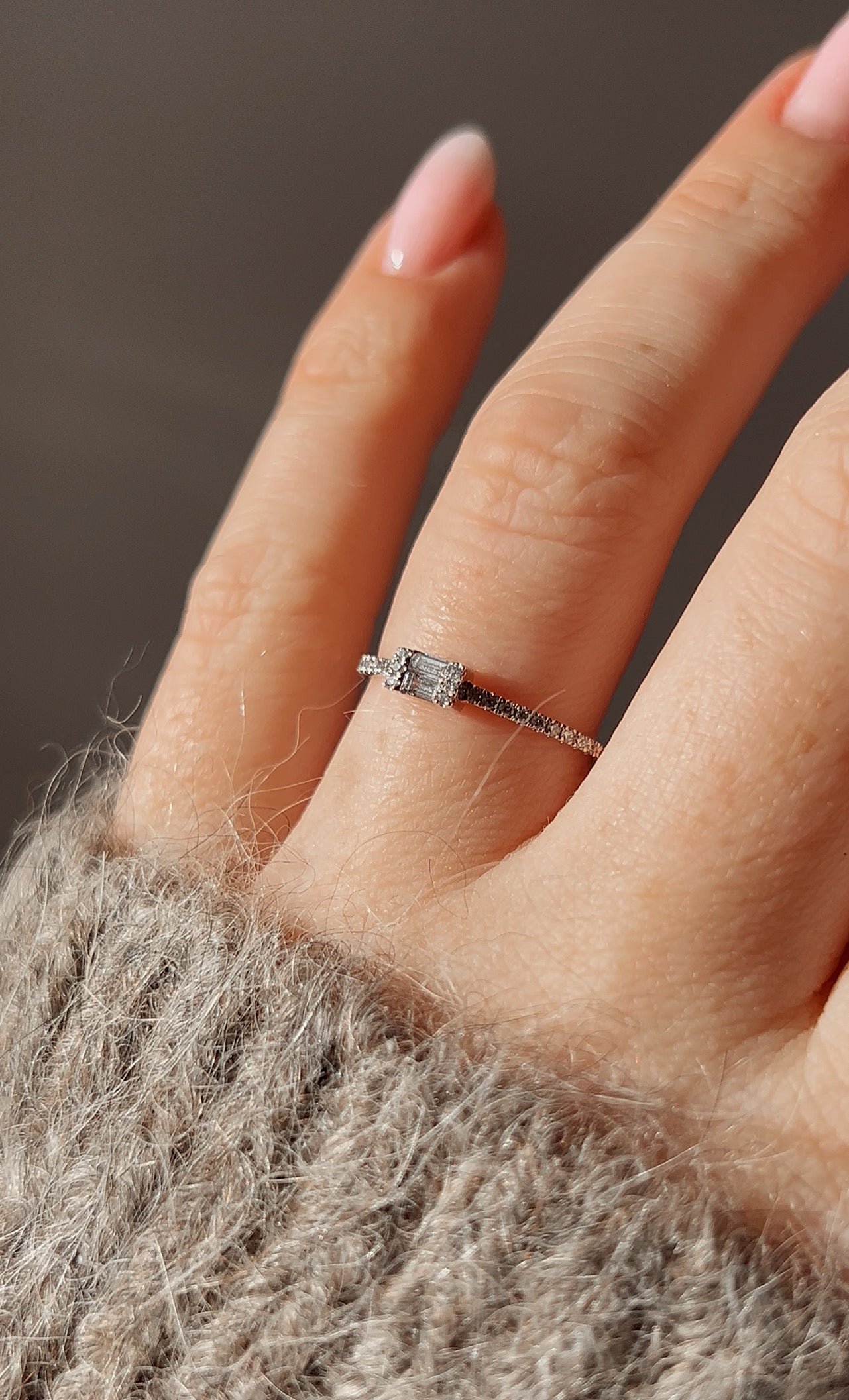 Delicate Modern Platinum and Diamond Dress Ring