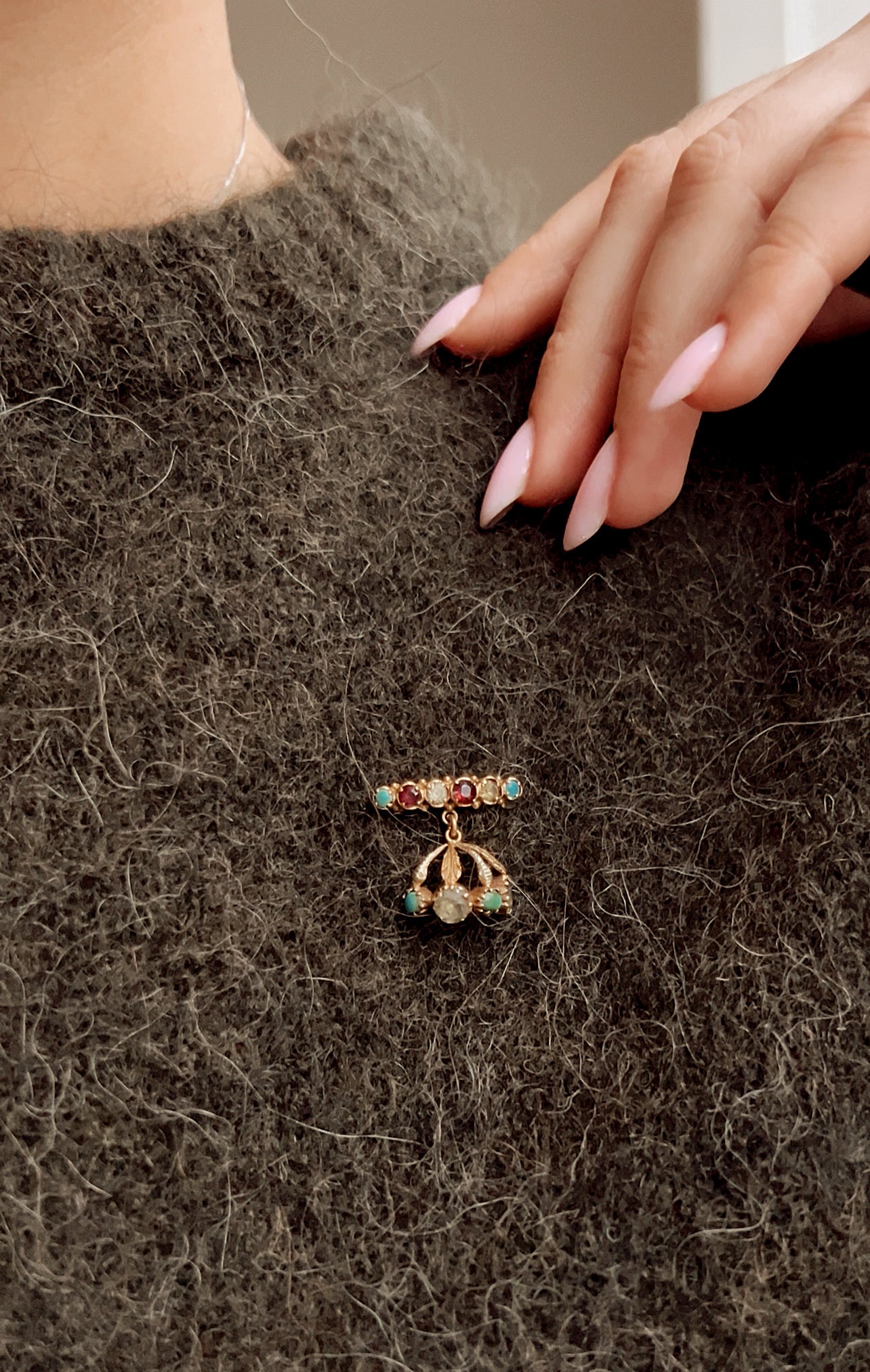 Absolutely Stunning Georgian Gold Gem Brooch