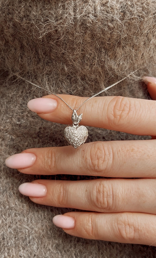 Stunning Modern Single-Cut Diamond Heart Locket Pendant