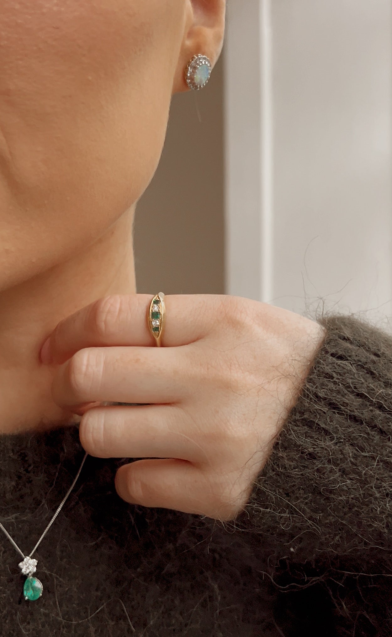 Stunning Early 20th Century 18ct Gold, Emerald and Old-Cut Diamond Ring