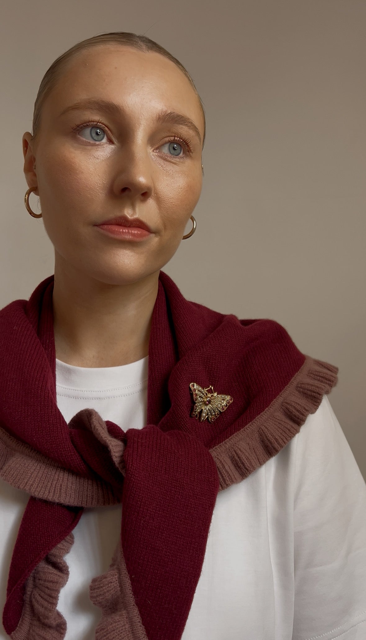 Stunning 9ct Gold Ruby and Split Pearl Butterfly Brooch