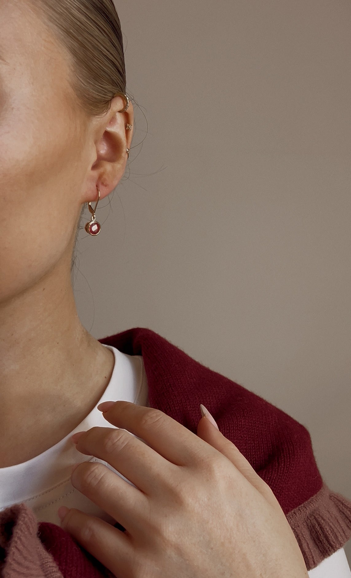 Pink Sapphire Drop Earrings Set in 9ct Gold