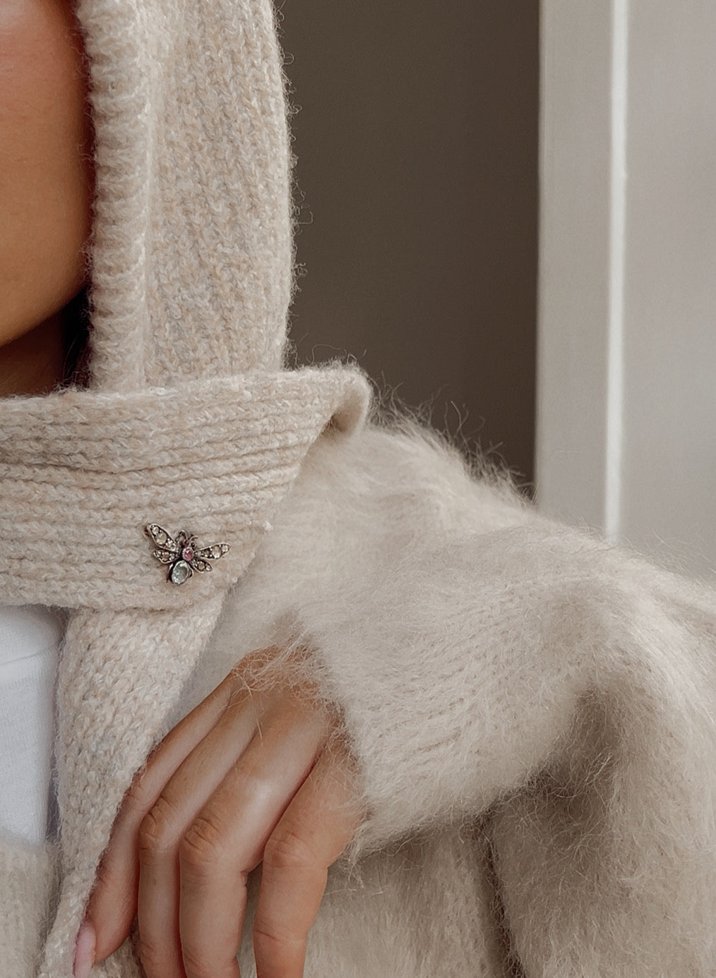 Beautiful Diamond, Aquamarine and Ruby Winged Insect Brooch