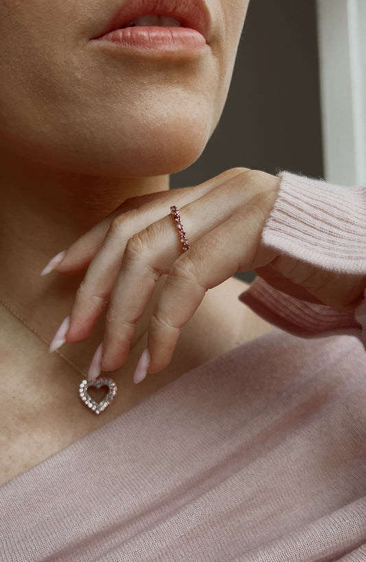 9ct gold pink tourmaline seven stone ring