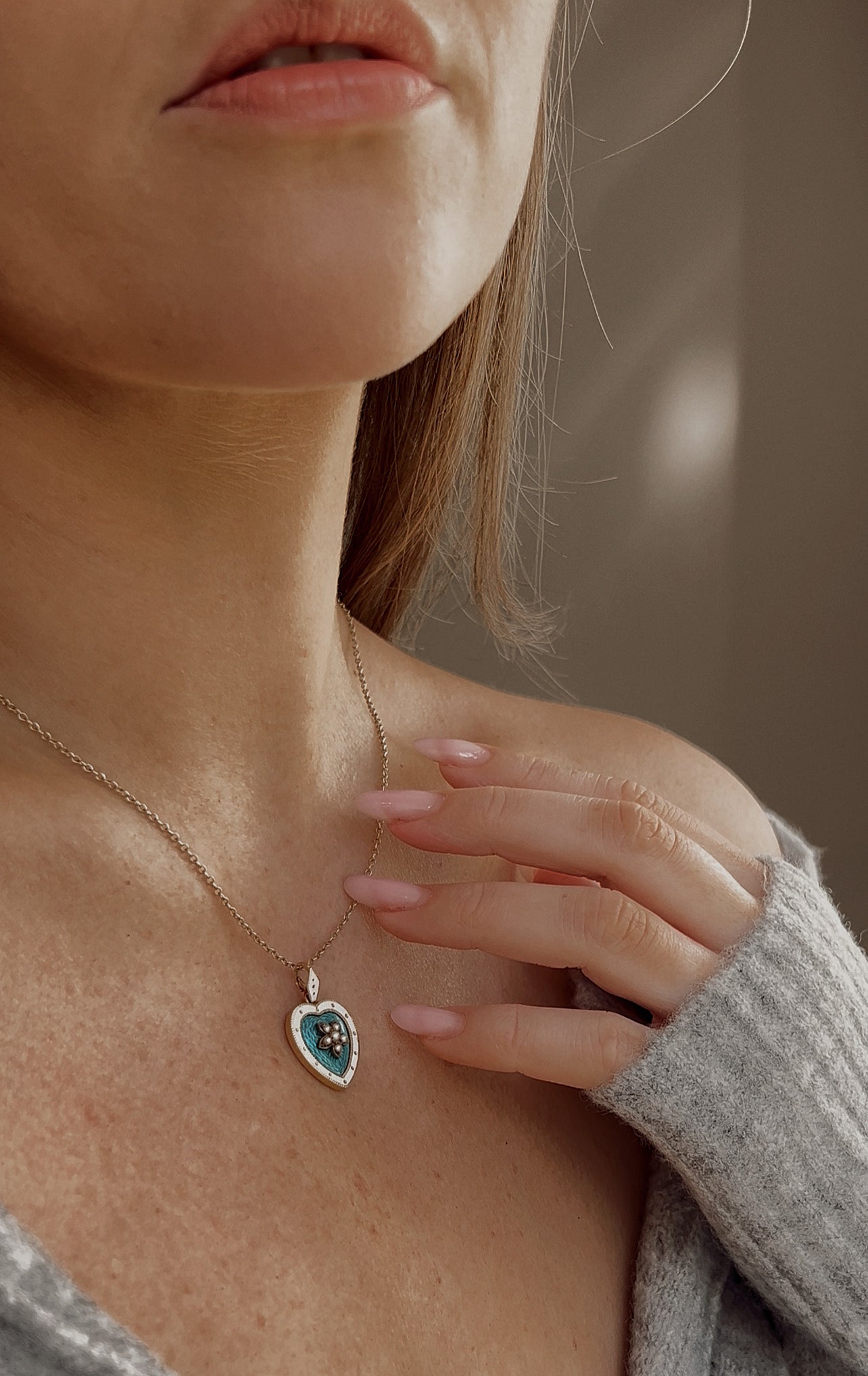Stunning Early 20th Century Gold Pearl and Enamel Heart Pendant
