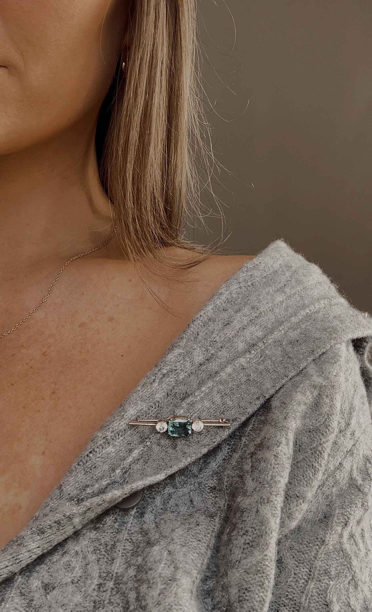 Stunning Early 20th Century Aquamarine and Zircon Brooch