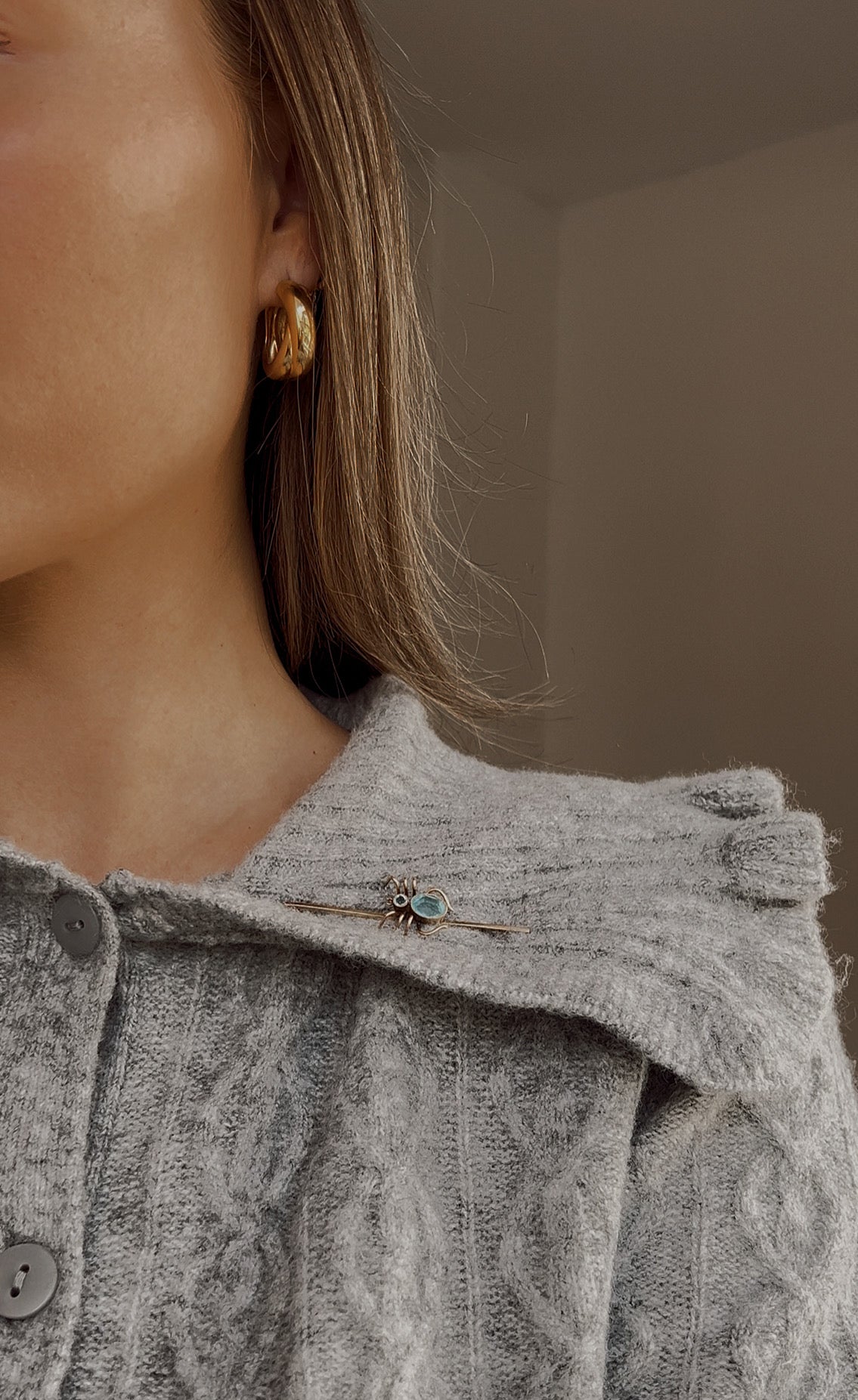 Very Sweet Early 20th Century Blue Paste Spider Brooch