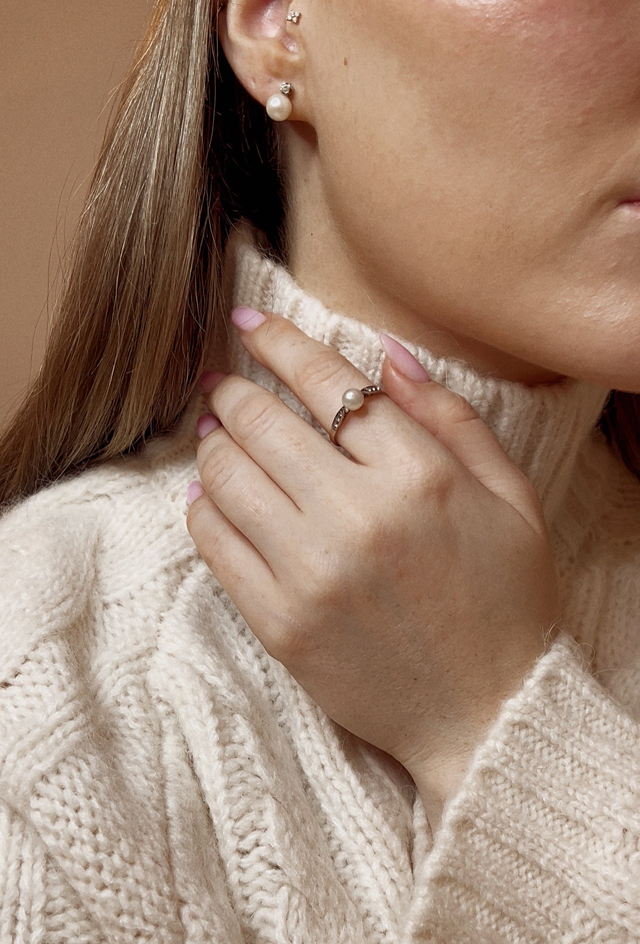 Gorgeous Antique Pearl, Diamond Ring Made in Silver and Gold