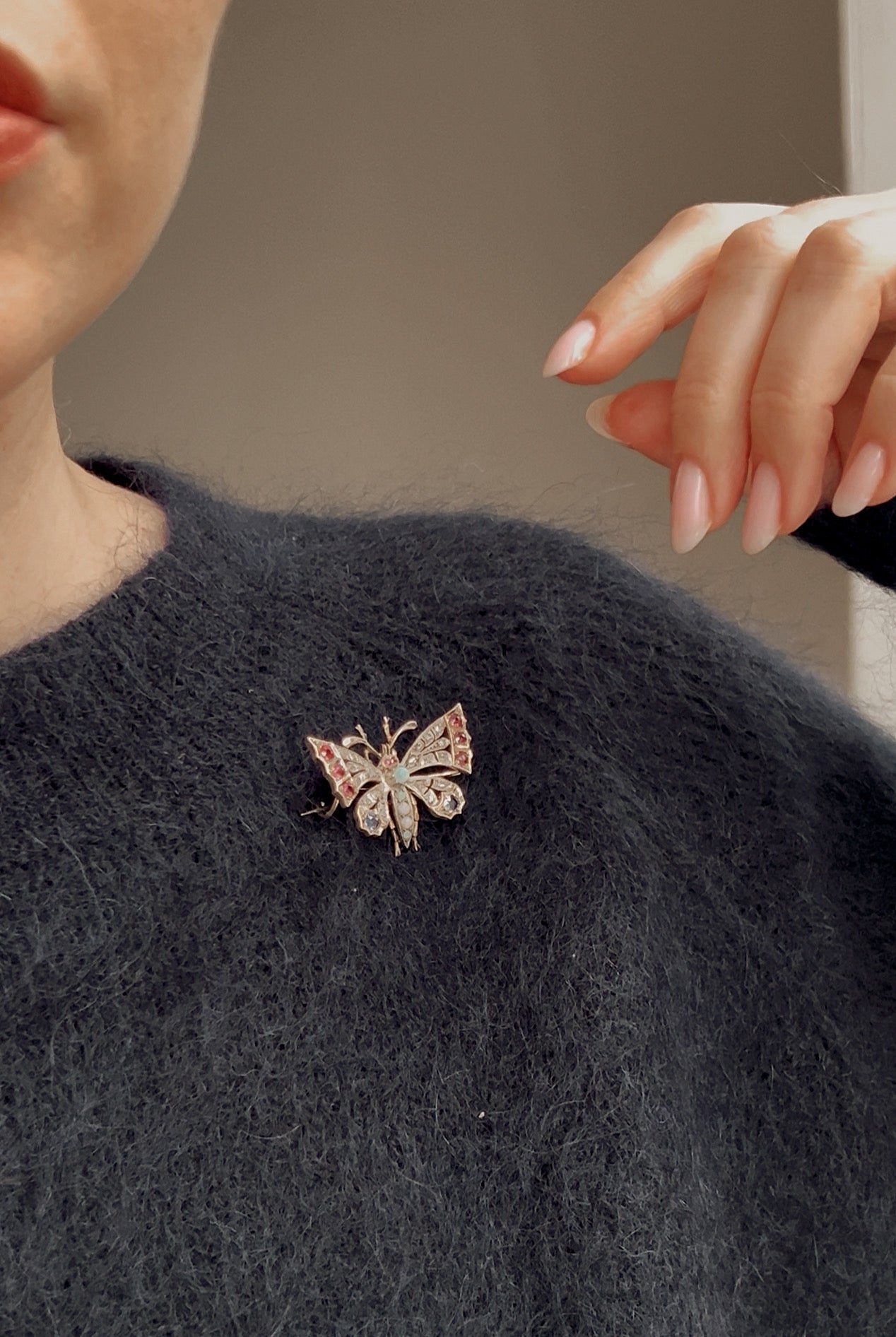 Wonderful Early 20th Century Gem Butterfly Brooch