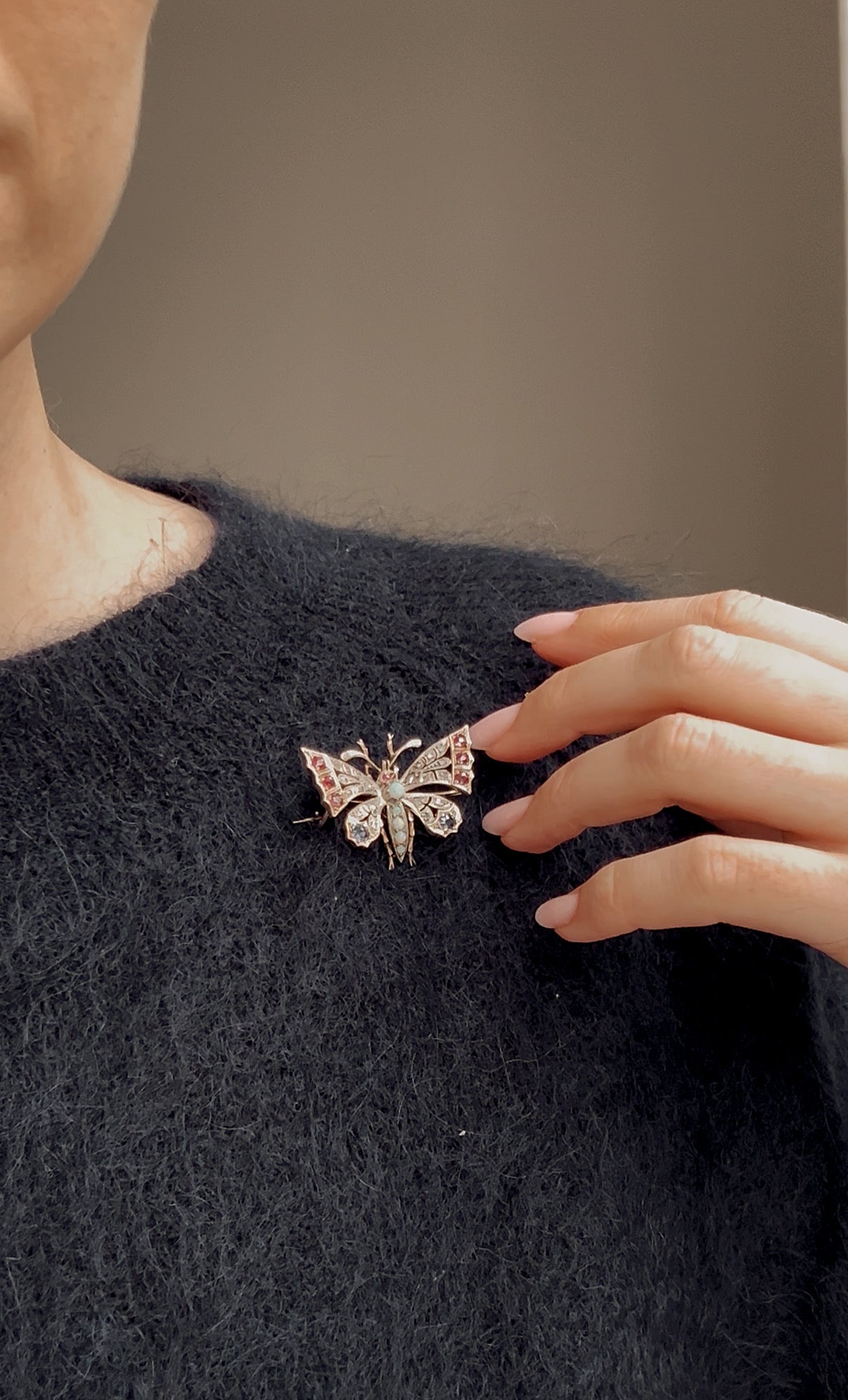 Wonderful Early 20th Century Gem Butterfly Brooch