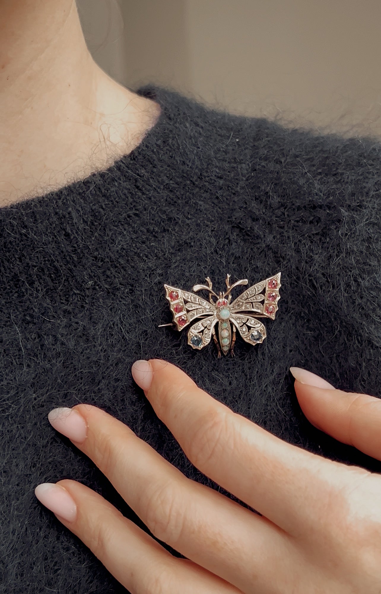 Wonderful Early 20th Century Gem Butterfly Brooch