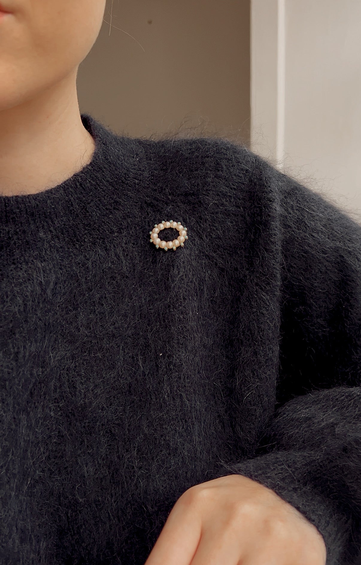 Delightful Early 20th Century Split Pearl and Turquoise Brooch