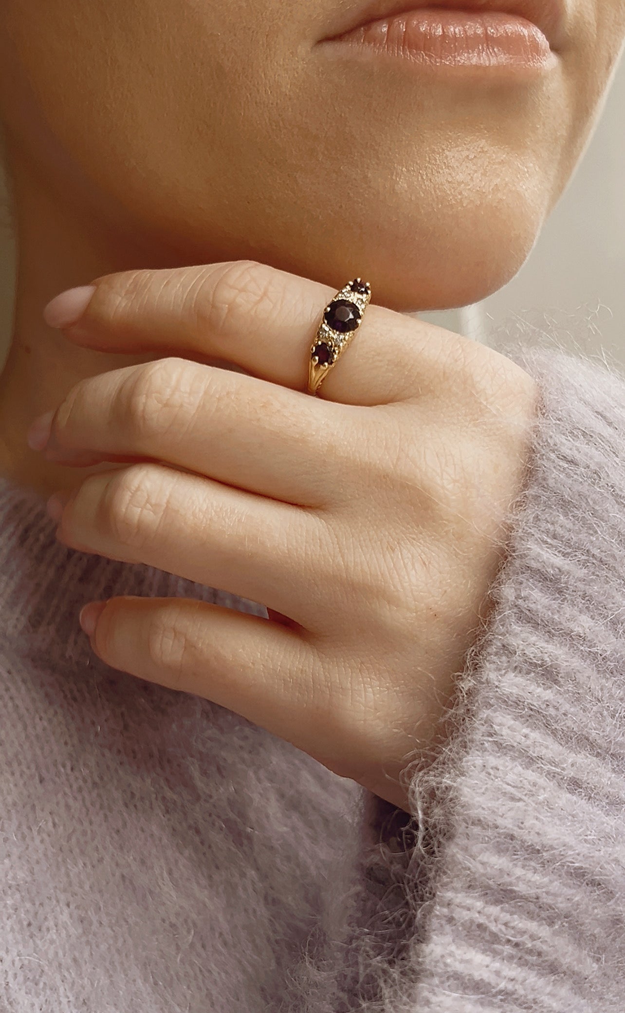 Gorgeous Mid 20th Century 18ct Gold, Amethyst and Diamond Ring