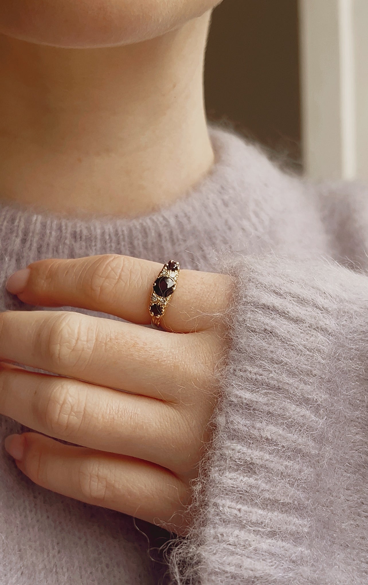 Gorgeous Mid 20th Century 18ct Gold, Amethyst and Diamond Ring