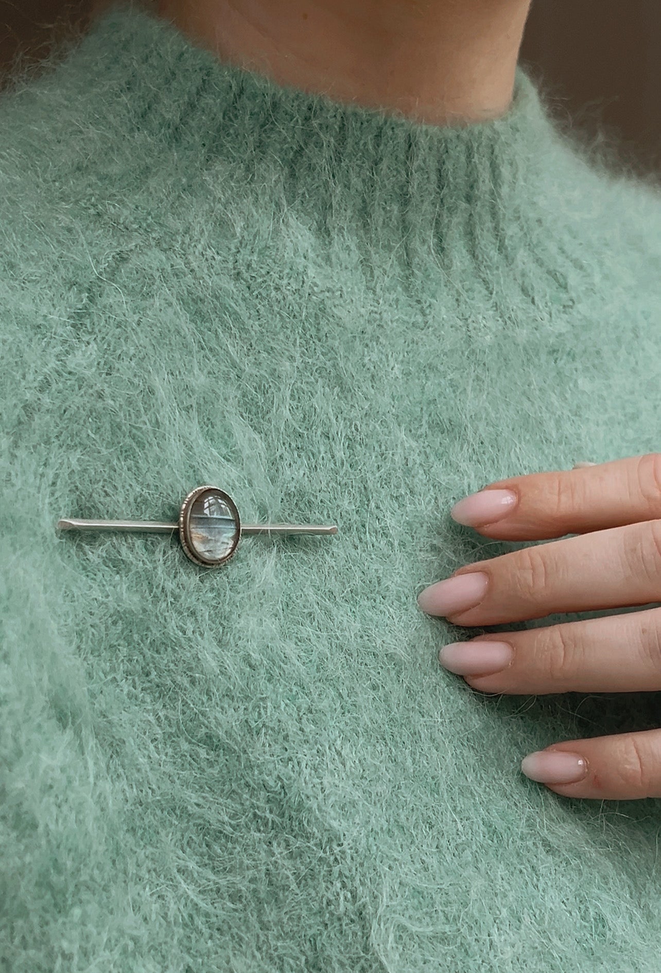 Stunning Art Deco Butterfly Wing and Silver Bar Brooch
