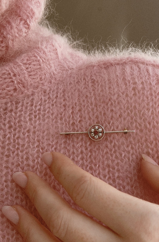 Gorgeous Early 20th Century Ruby and Diamond Bar Brooch