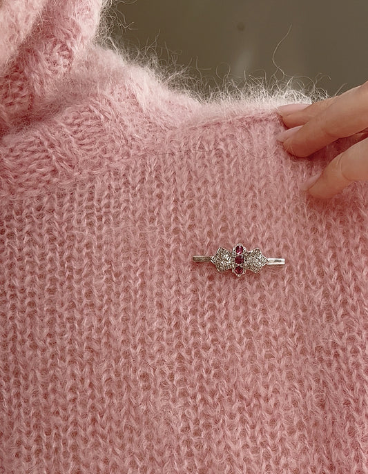 Beautiful Early 20th Century Ruby and Diamond Brooch