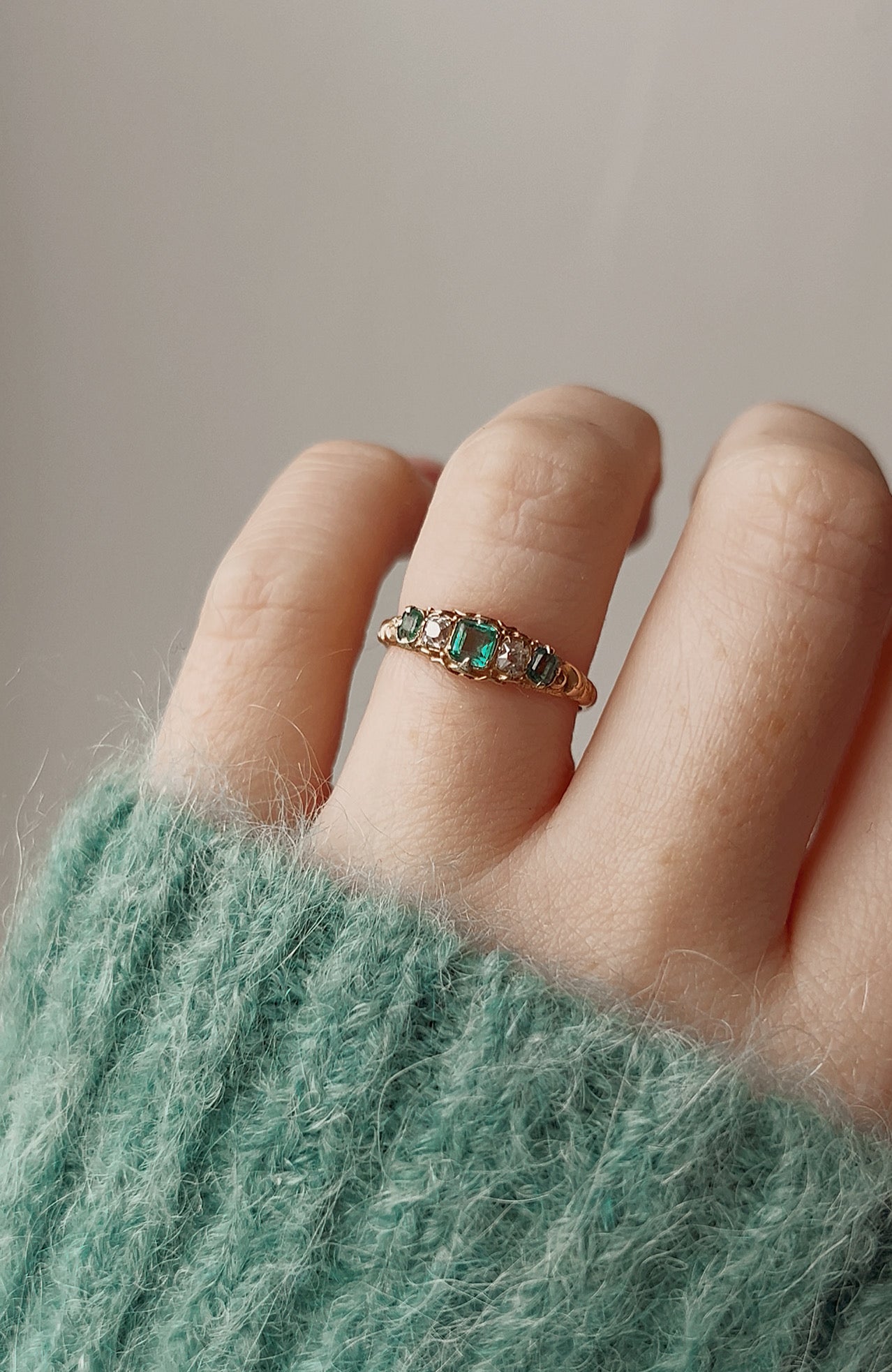 Stunning Late 19th Century Gold, Emerald and Diamond Ring