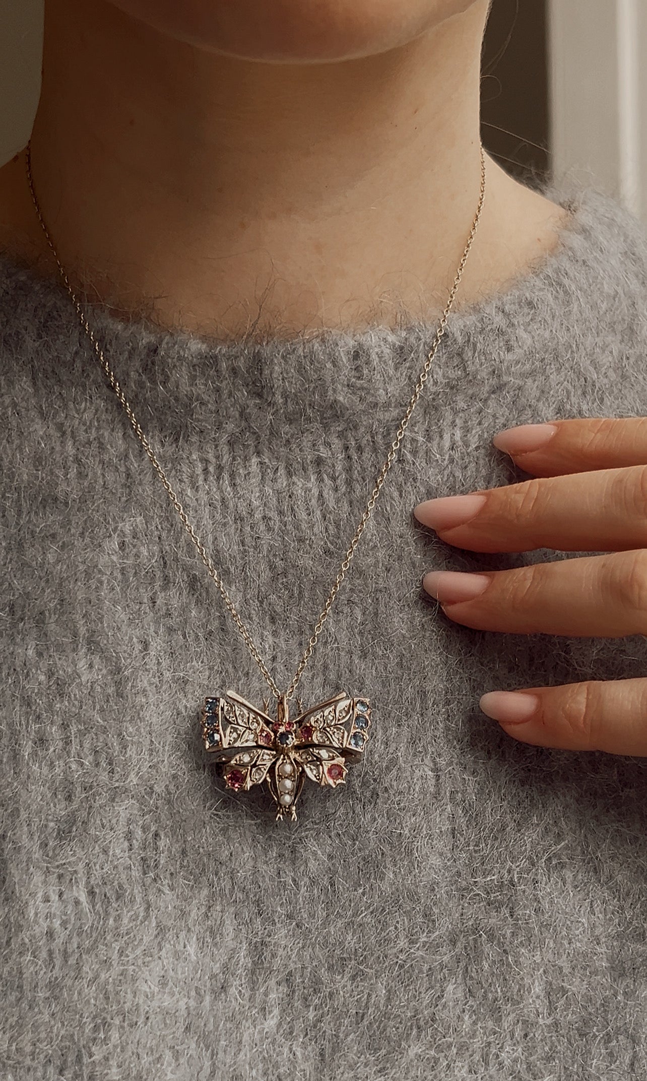 Wonderful Late 19th Century Gem-Set Butterfly Pendant/Brooch
