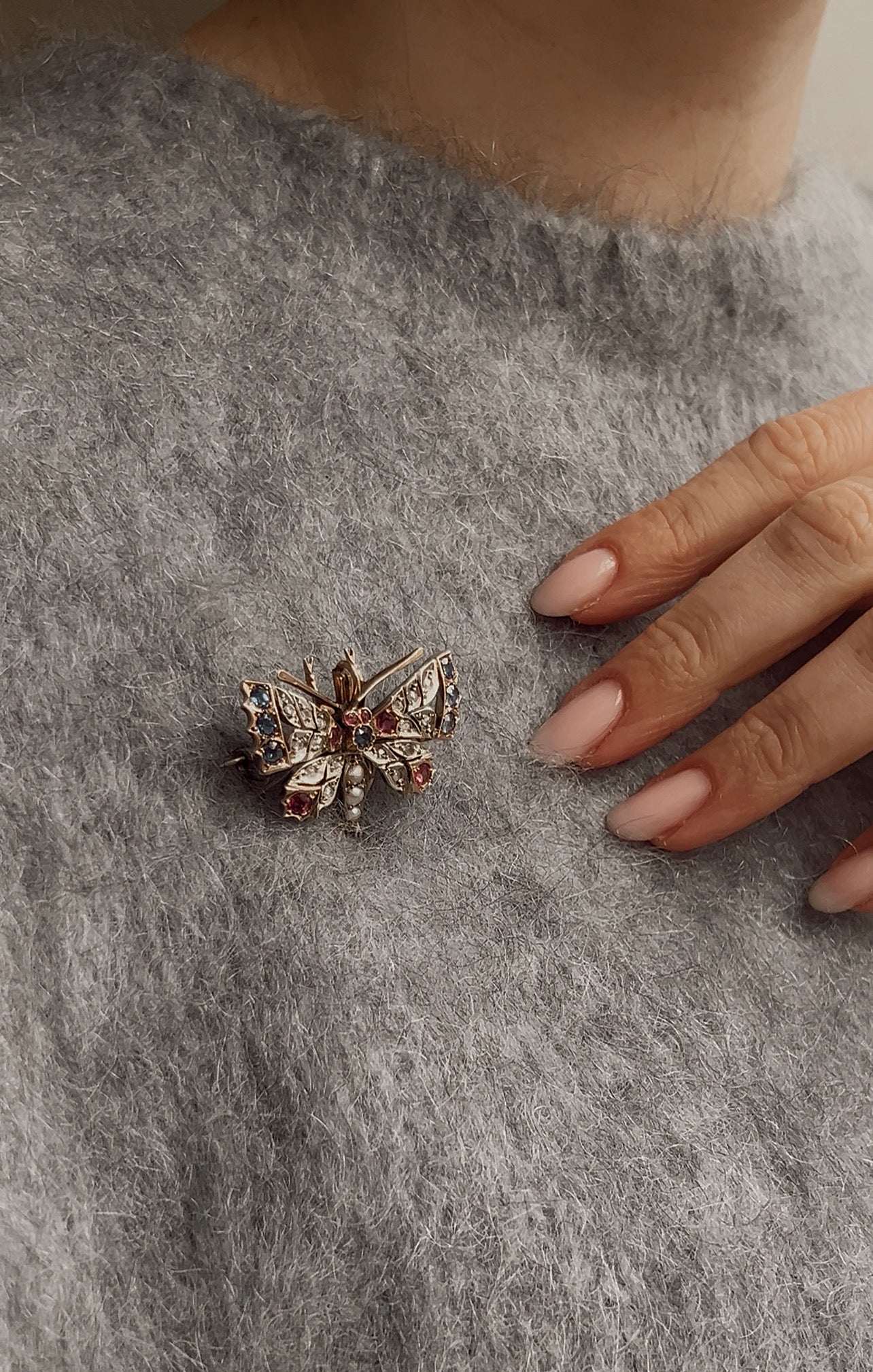 Wonderful Late 19th Century Gem-Set Butterfly Pendant/Brooch