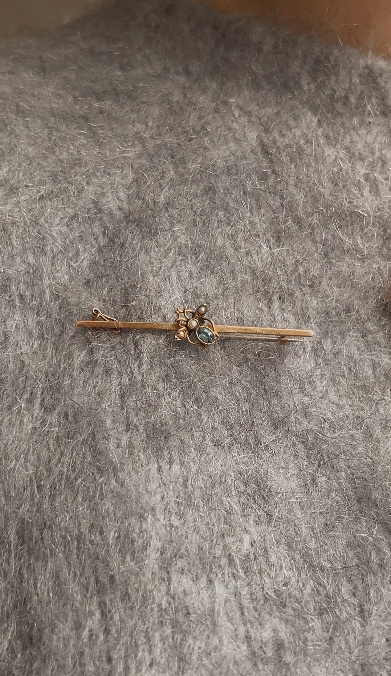 Sweet Early 20th Century 9ct Gold Gem-set Insect Brooch