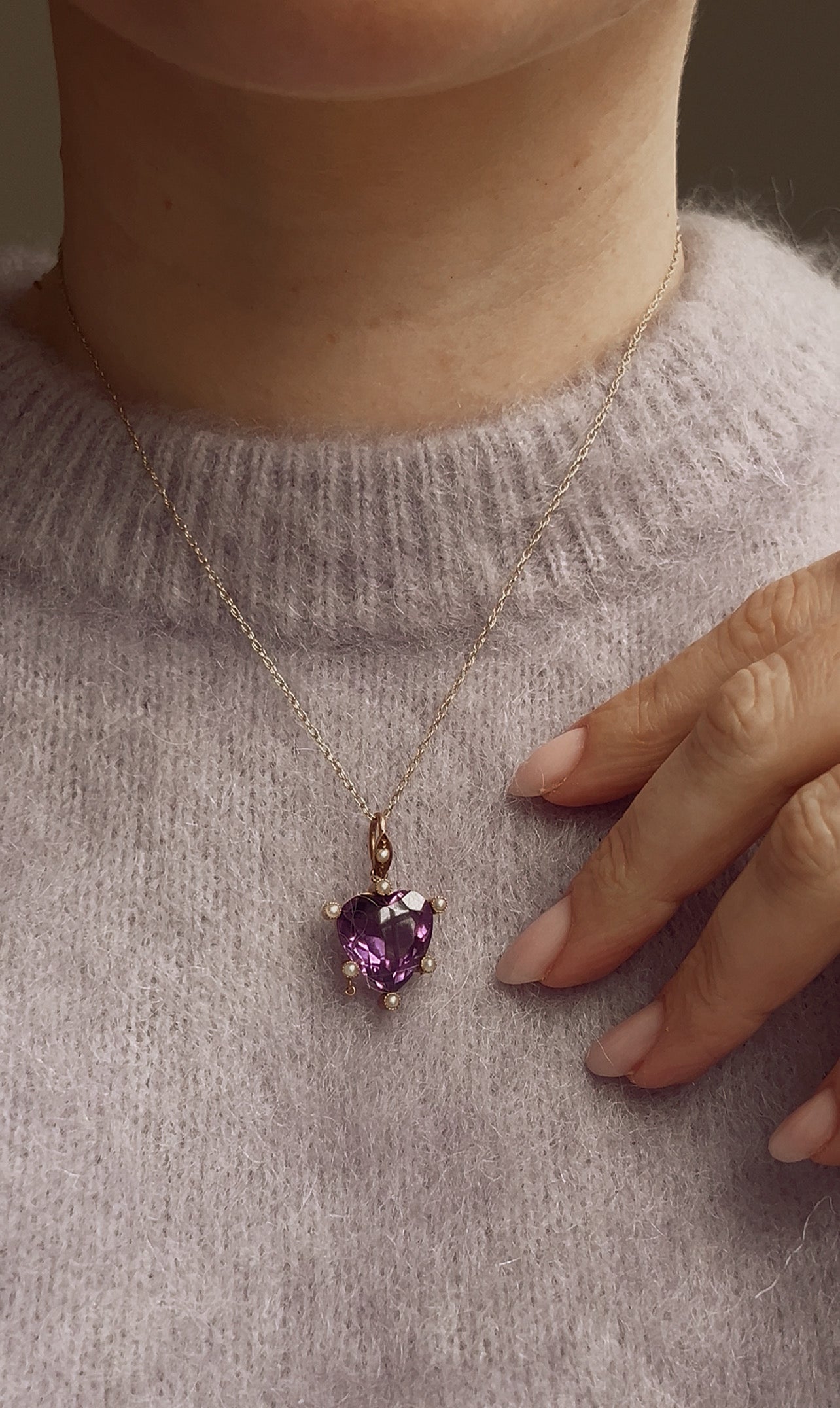 Wonderful Early 20th Century Amethyst and Split Pearl Pendant
