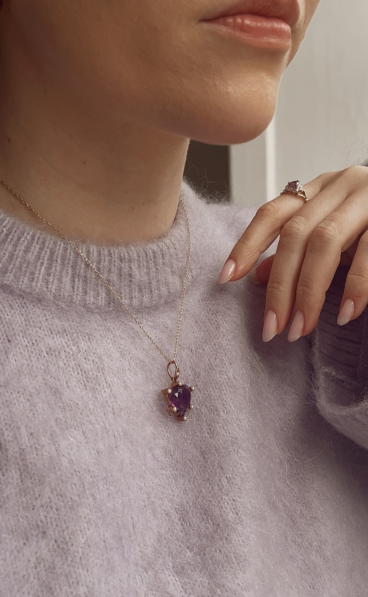 Wonderful Early 20th Century Amethyst and Split Pearl Pendant