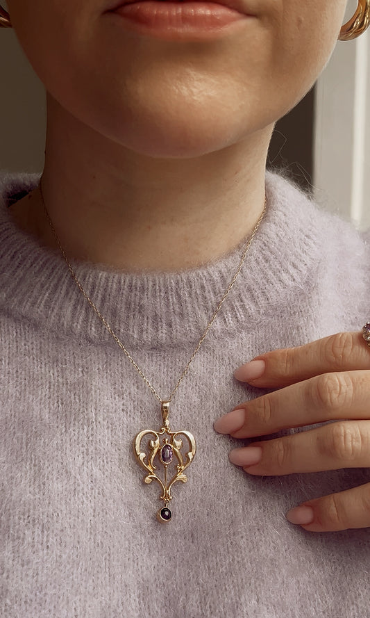 Glorious Early 20th Century 9ct Gold and Amethyst Pendant