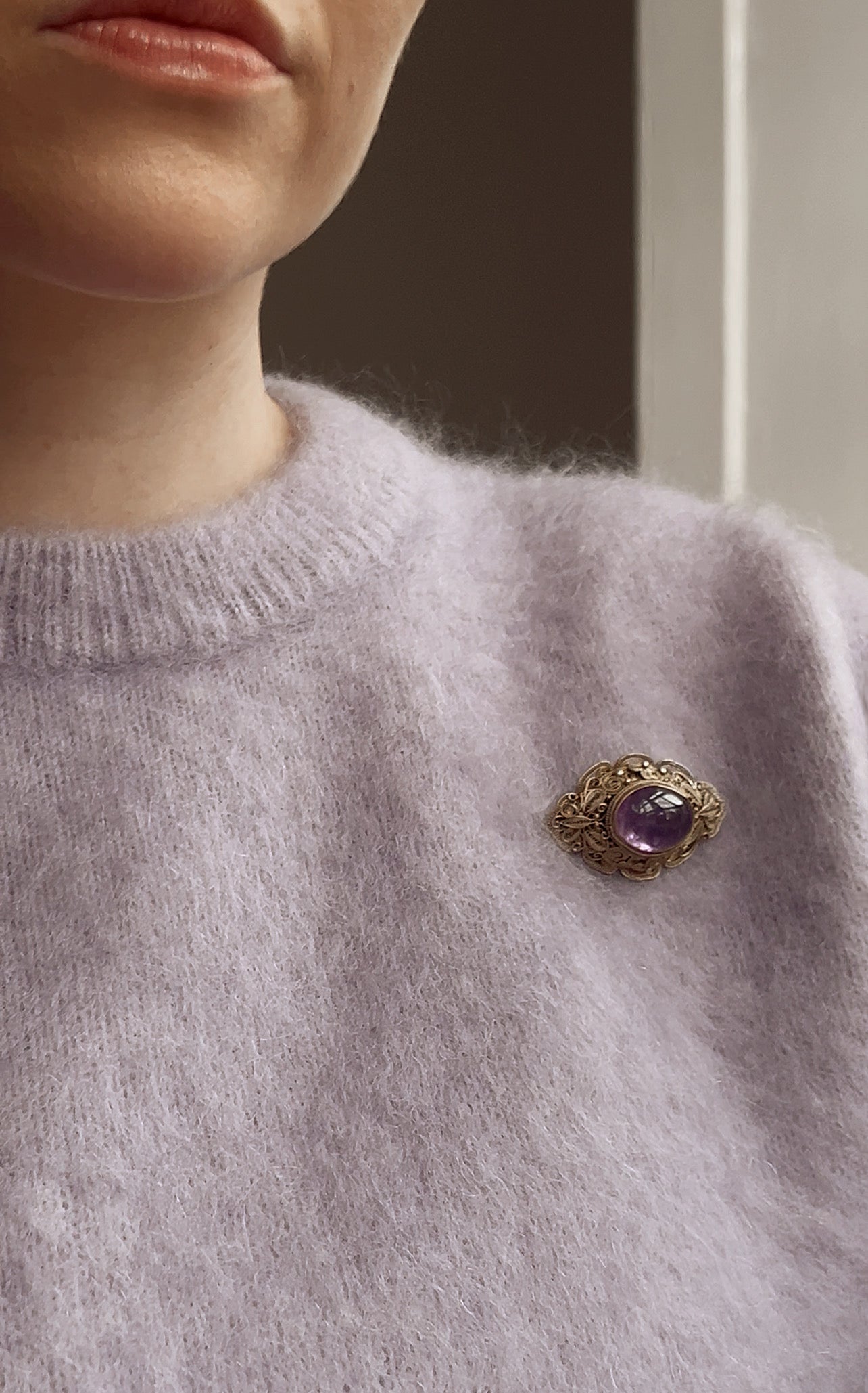 Lovely Amethyst Cannetille Brooch