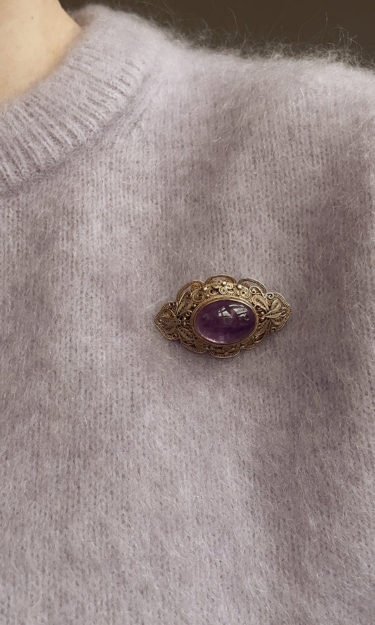 Lovely Amethyst Cannetille Brooch